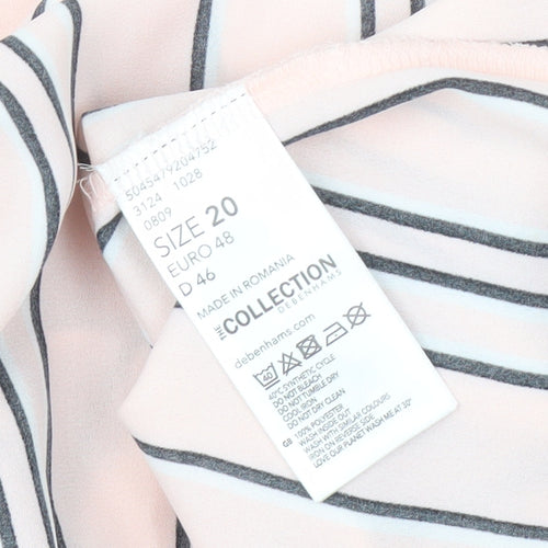 Debenhams Women's Pink Striped Long Sleeve Top Size 20