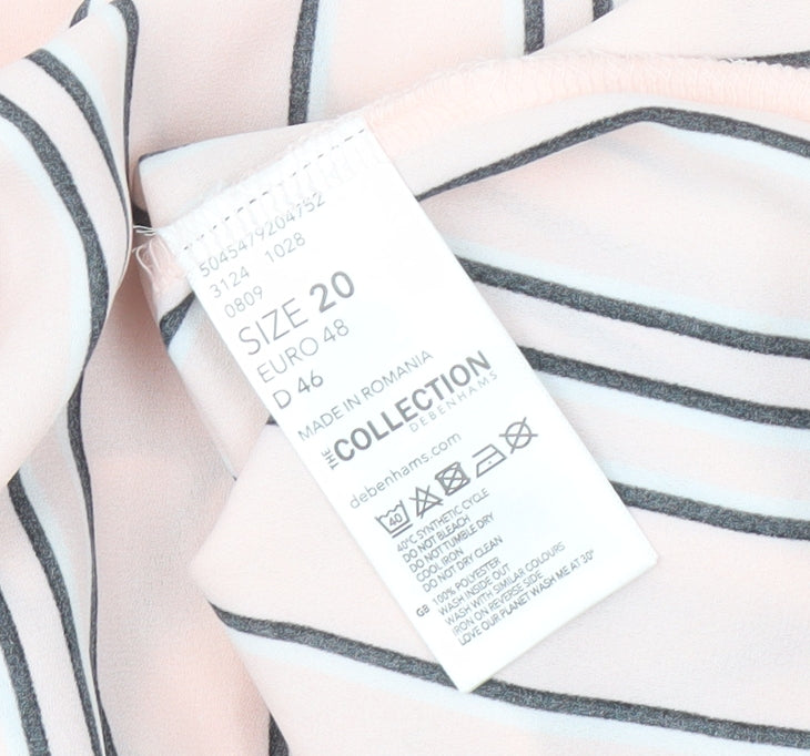 Debenhams Women's Pink Striped Long Sleeve Top Size 20