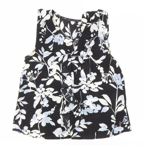 Marks and Spencer Women's Black Floral Blouse V-Neck Size 8