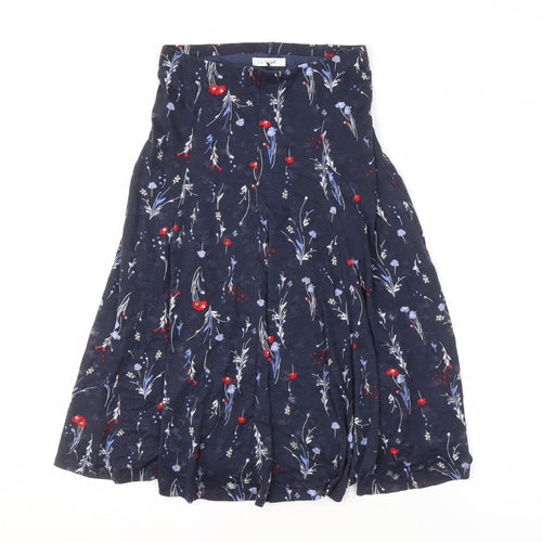 Marks and Spencer Women's Blue Pleated Floral Skirt - Size 6