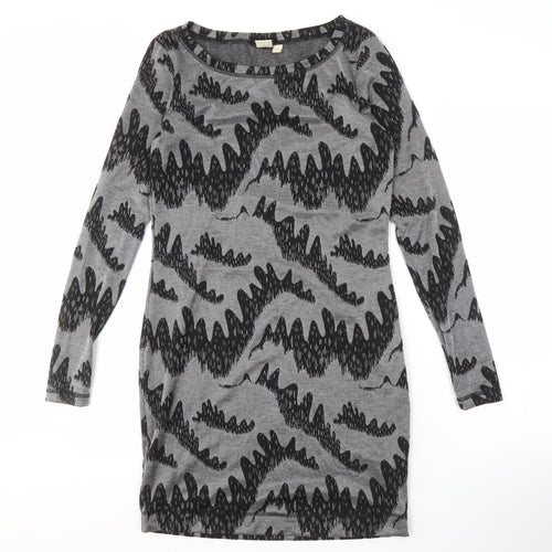 French Connection Women's Grey Black Shift Dress Size 12