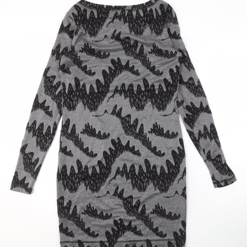 French Connection Women's Grey Black Shift Dress Size 12