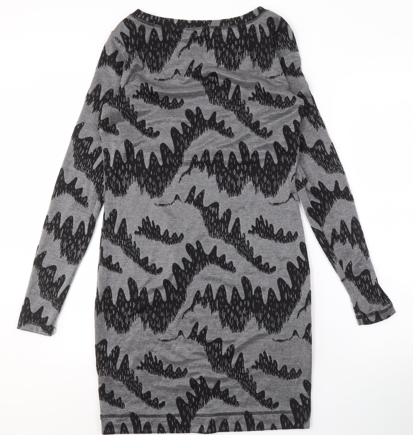 French Connection Women's Grey Black Shift Dress Size 12