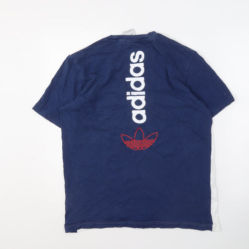 Adidas Men's Blue & White Colourblock T-Shirt S