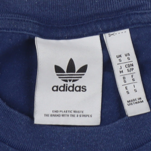 Adidas Men's Blue & White Colourblock T-Shirt S