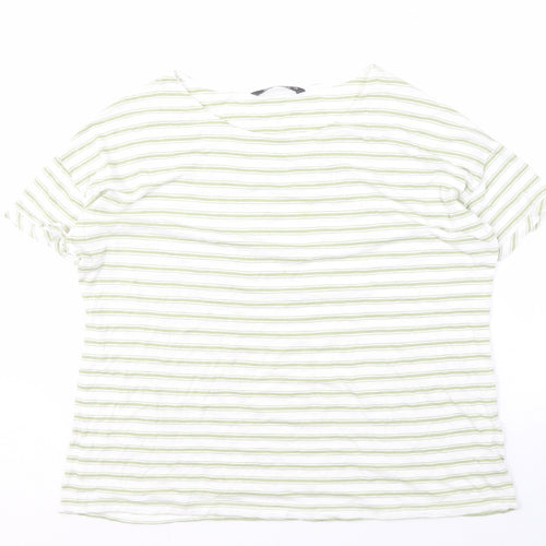 Bonmarché Women's Green Striped T-Shirt Size 18
