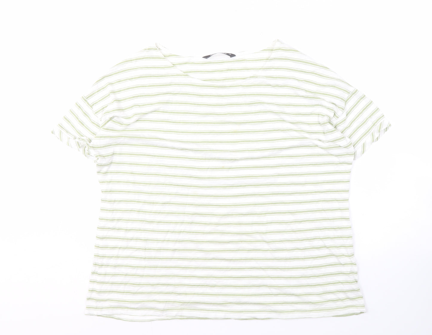 Bonmarché Women's Green Striped T-Shirt Size 18