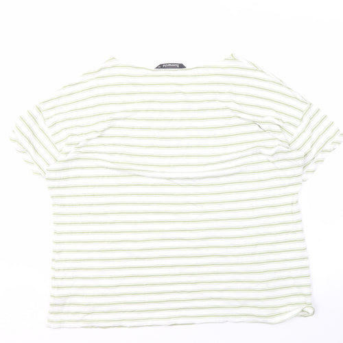 Bonmarché Women's Green Striped T-Shirt Size 18