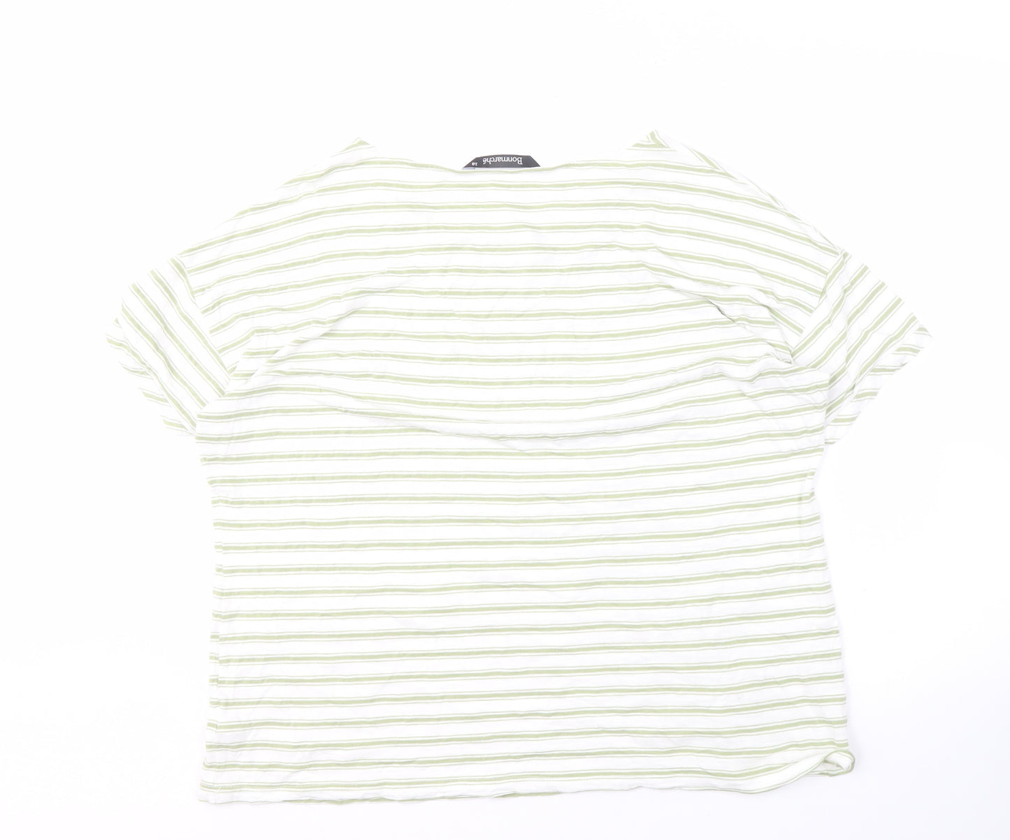 Bonmarché Women's Green Striped T-Shirt Size 18