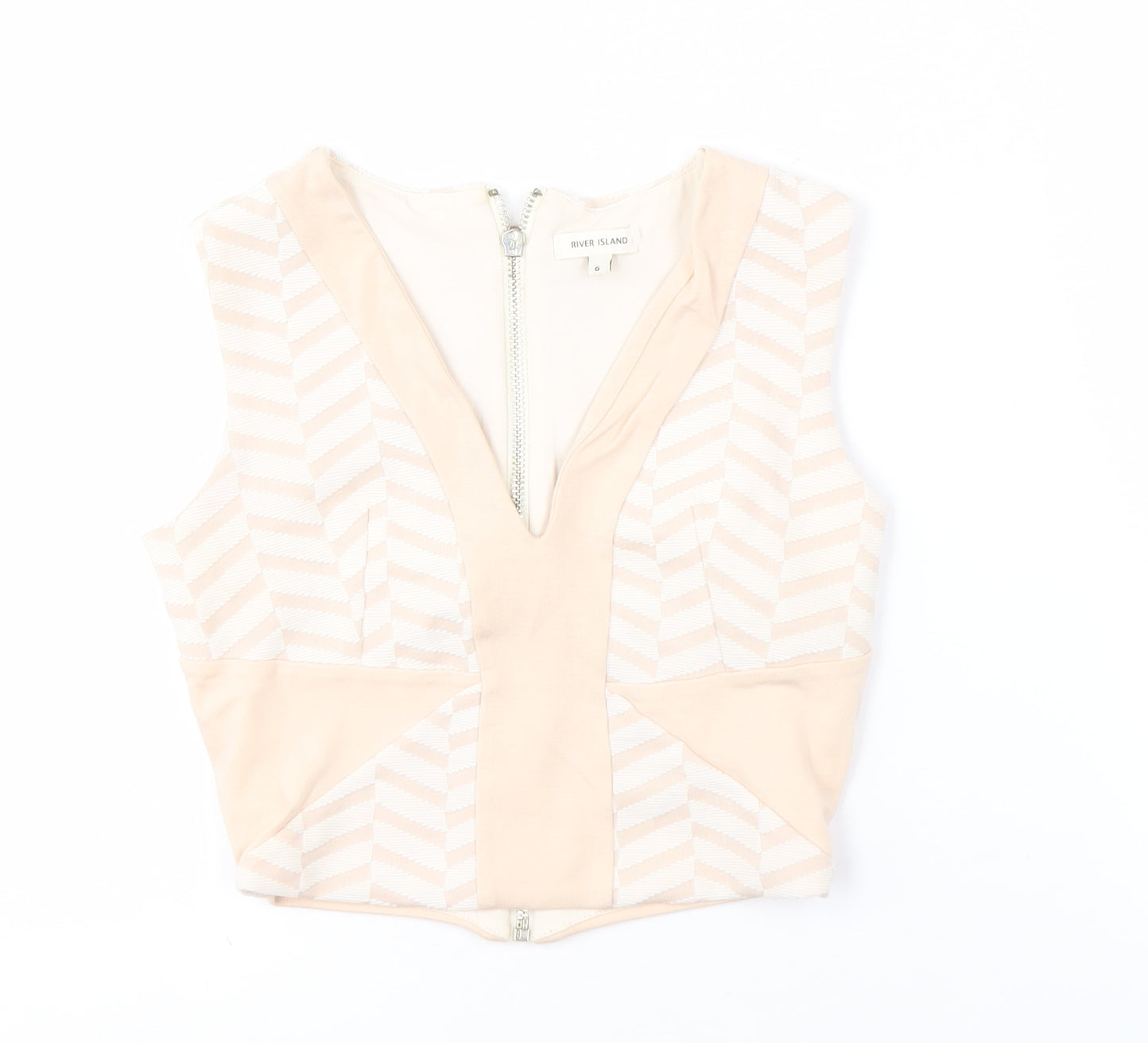 River Island Women Beige V-Neck Sleeveless Top