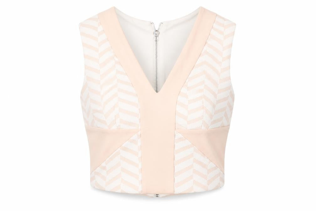 Front view of River Island Women Beige V-Neck Sleeveless Top