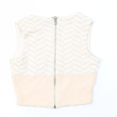 River Island Women Beige V-Neck Sleeveless Top