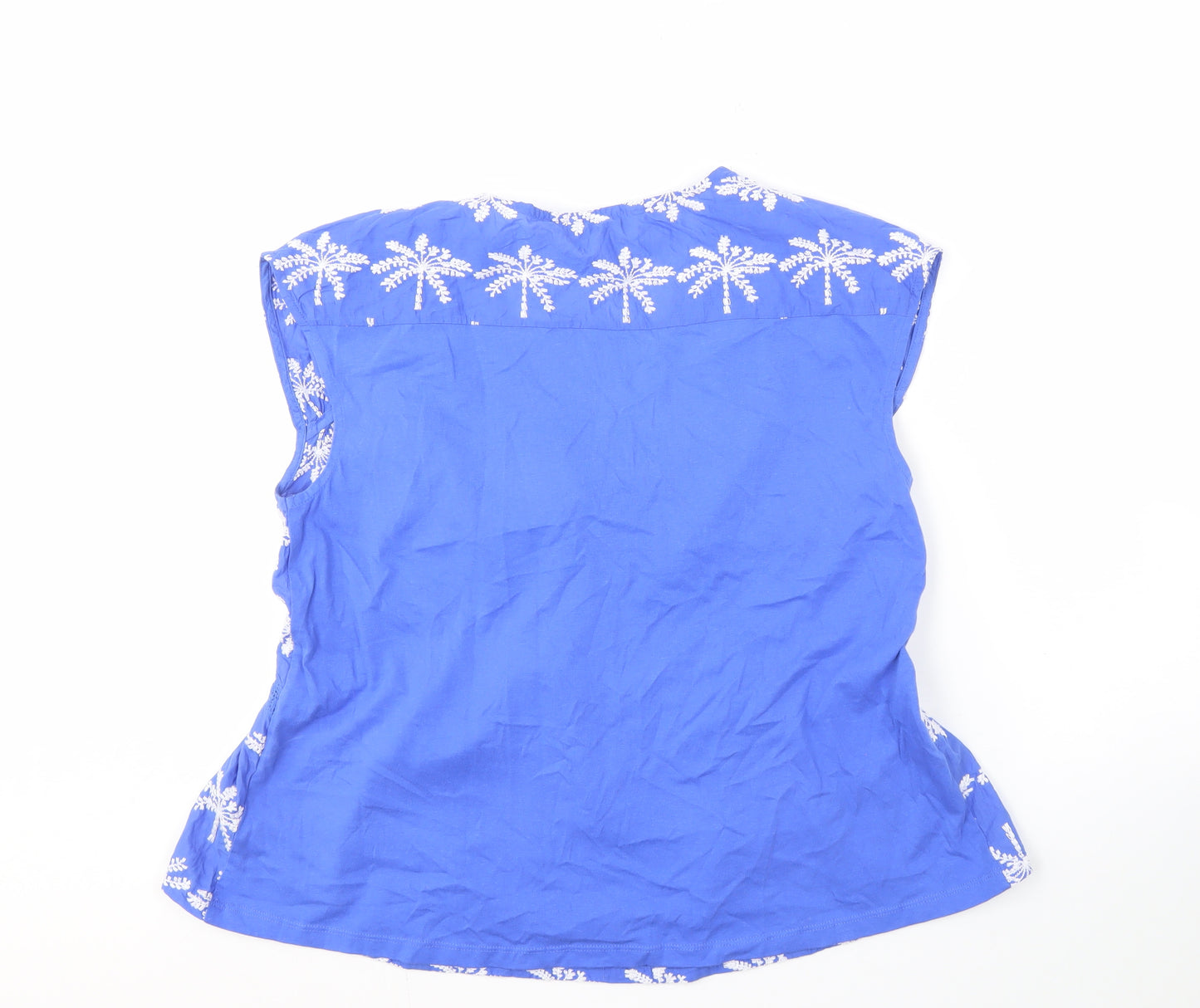 Next Women's Blue Embroidered Sleeveless V-Neck Blouse