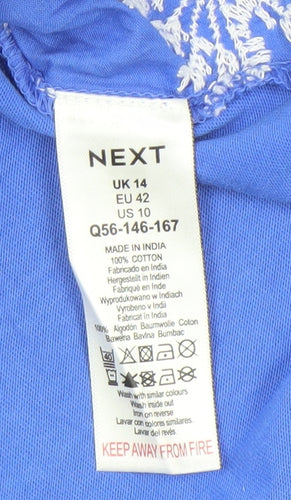 Next Women's Blue Embroidered Sleeveless V-Neck Blouse