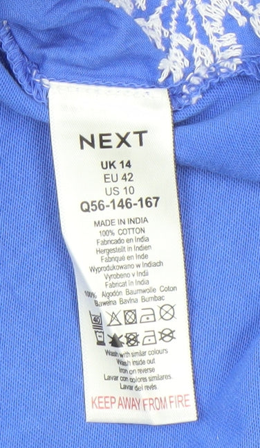 Next Women's Blue Embroidered Sleeveless V-Neck Blouse