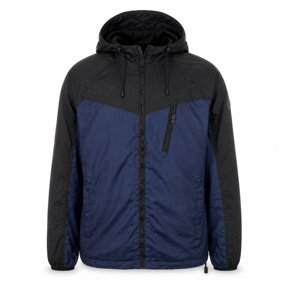 Front view of Broken Standard Men's Black Blue Windbreaker M
