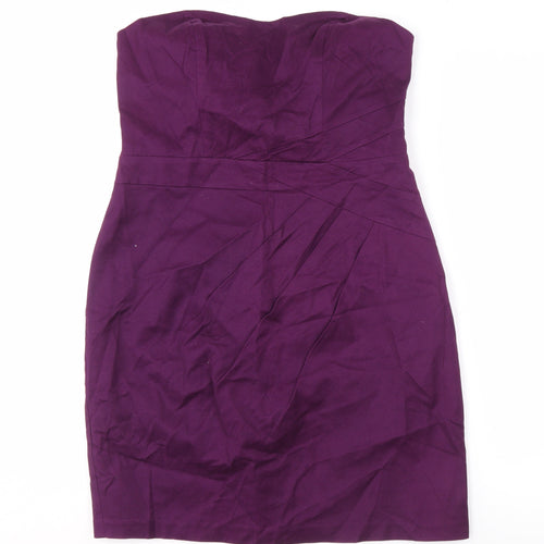 Oasis Purple Bodycon Women's Strapless Dress, Size 14