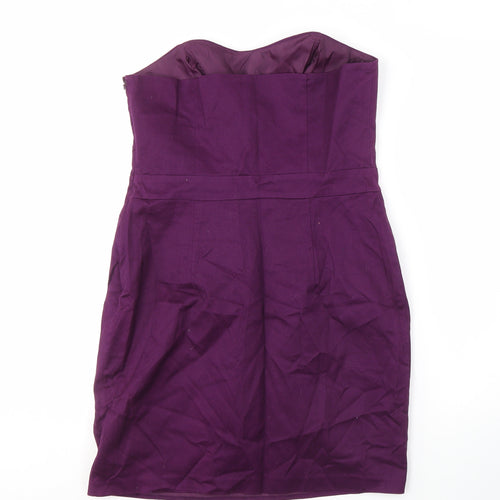 Oasis Purple Bodycon Women's Strapless Dress, Size 14