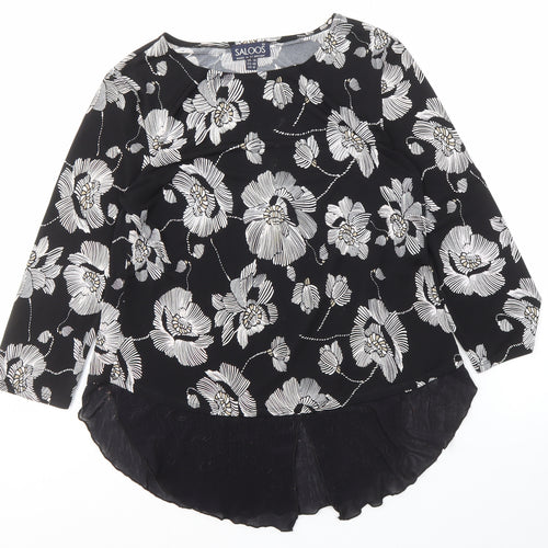 Saloos Floral Tunic Top in Black, Size 14