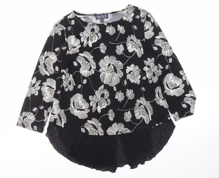 Saloos Floral Tunic Top in Black, Size 14