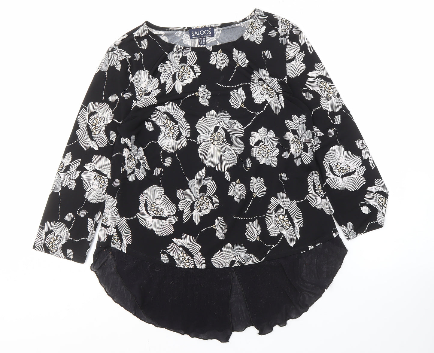 Saloos Floral Tunic Top in Black, Size 14