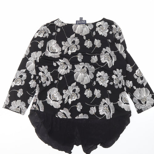 Saloos Floral Tunic Top in Black, Size 14