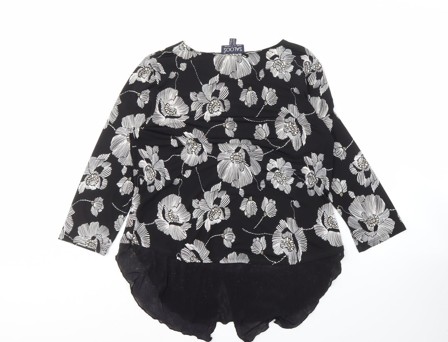 Saloos Floral Tunic Top in Black, Size 14