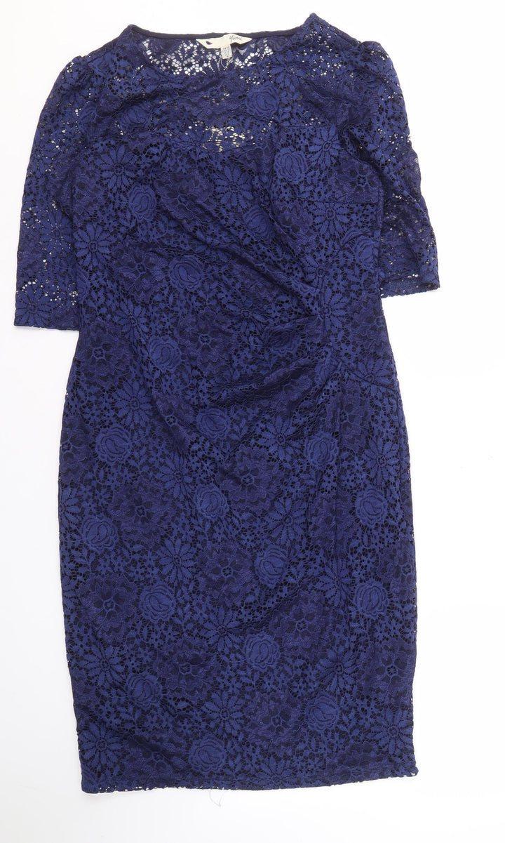 Yumi Women's Blue Lace Dress Size 12 with Short Sleeves