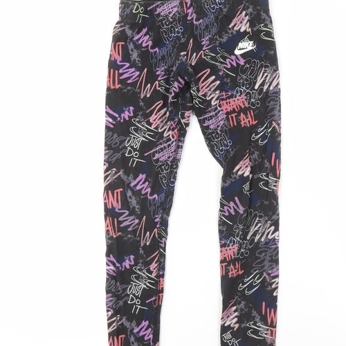 Nike Girls Multicoloured Leggings 10-12 Years Graphic Sports
