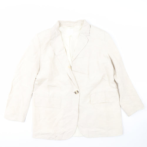 H&M Women's Ivory Linen Blazer Size 8