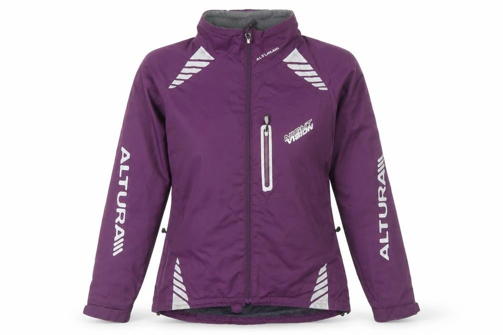Front view of Altura Women's Purple Reflective Waterproof Jacket, size 10