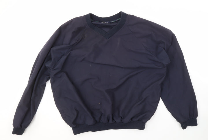 Mileta Men's Blue Pullover Sweatshirt L V-Neck
