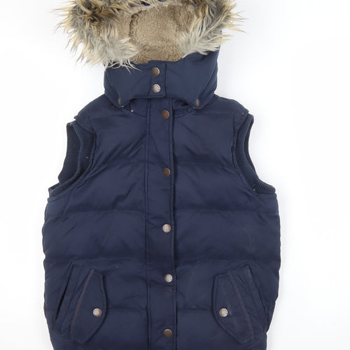 Fat Face Women's Blue Hooded Waistcoat Size 8