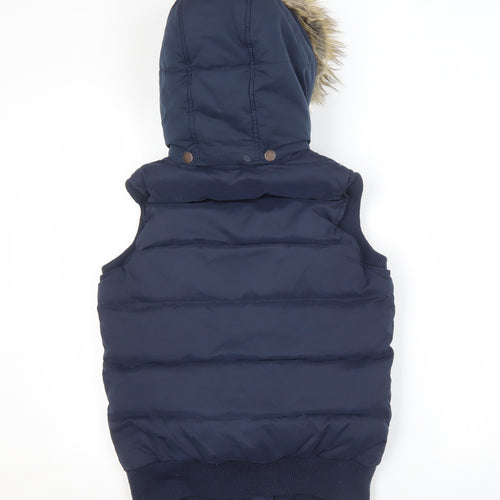 Fat Face Women's Blue Hooded Waistcoat Size 8
