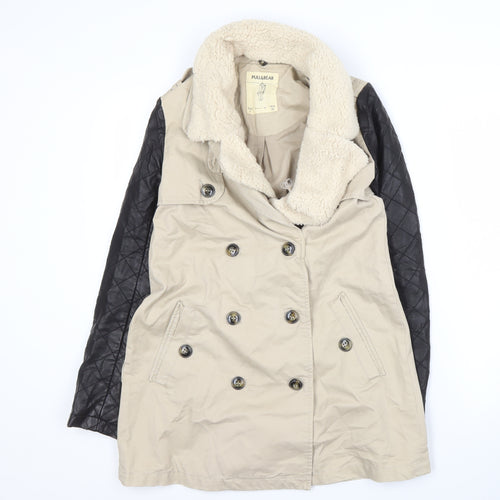 Pull&Bear Women's Beige Pea Coat Size S - Casual Winter Wear