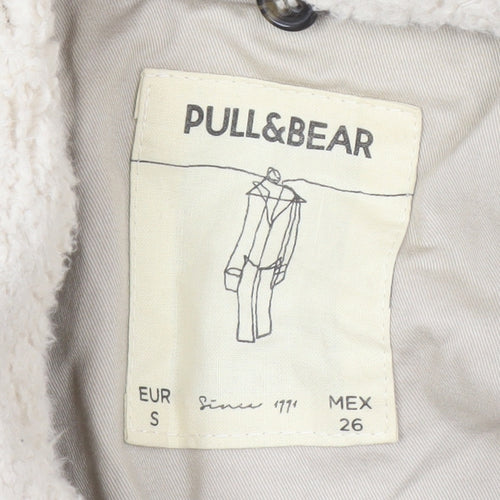 Pull&Bear Women's Beige Pea Coat Size S - Casual Winter Wear
