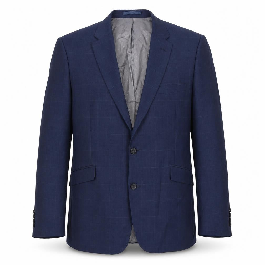 Front view of Tom English Blue Check Men's Blazer 46 Regular Fit