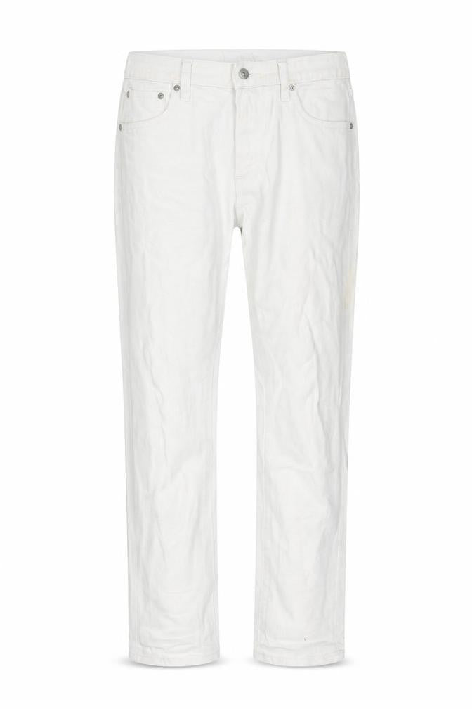 Front view of Uniqlo Women's White Denim Jeans, size 12, - Classic Style