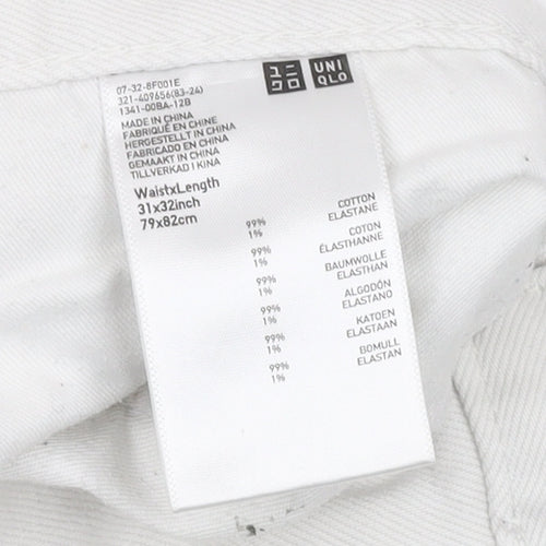 Uniqlo Women's White Denim Jeans Size 12 - Classic Style