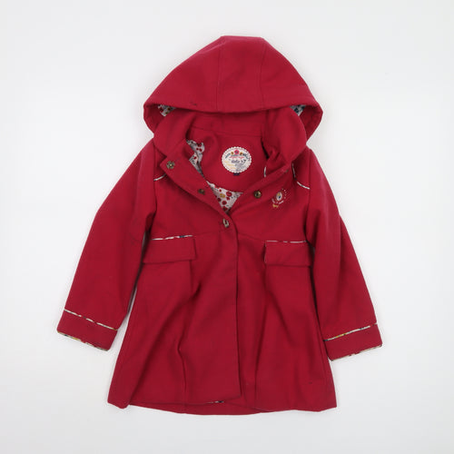 Sergent Major Girls Red Floral Parka Coat Size 6 Years