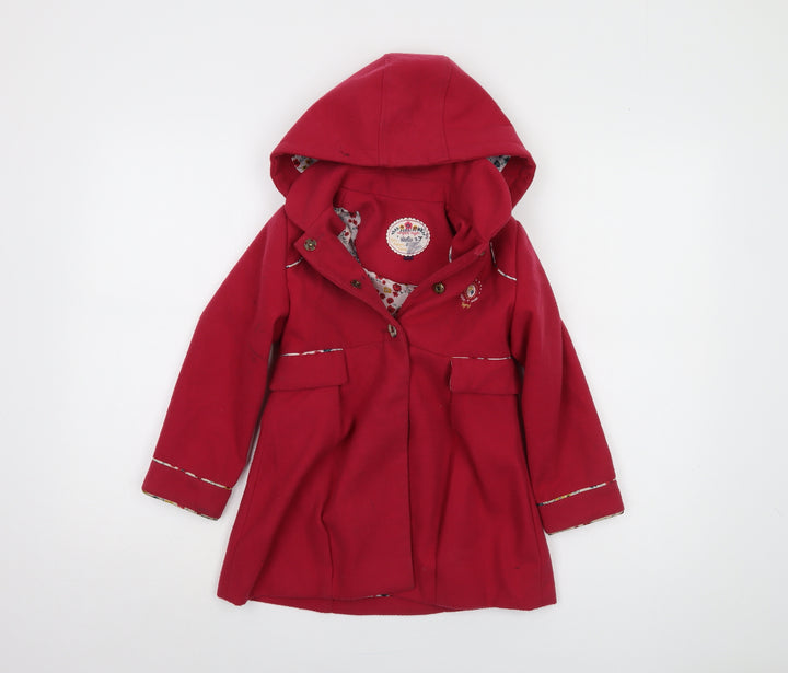 Sergent Major Girls Red Floral Parka Coat Size 6 Years