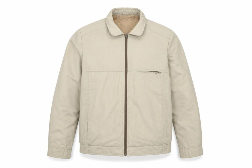 Front view of Grendale Men’s Beige Basic Jacket, L, Casual Spring/Autumn