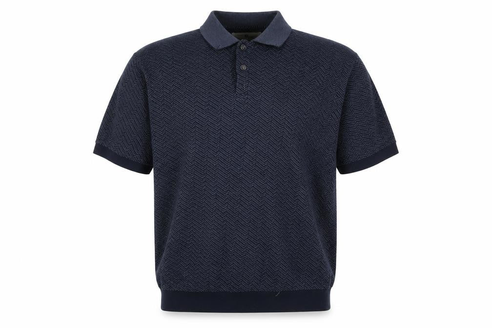 Front view of Penmans Men's Black Short Sleeve Polo, size L