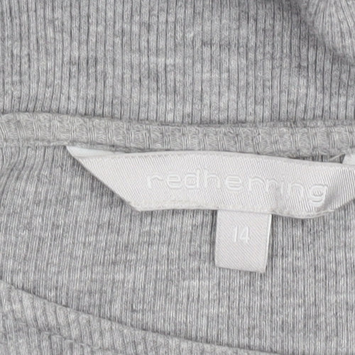 Red Herring Grey Long Sleeve Ruffle T-Shirt - Size 14