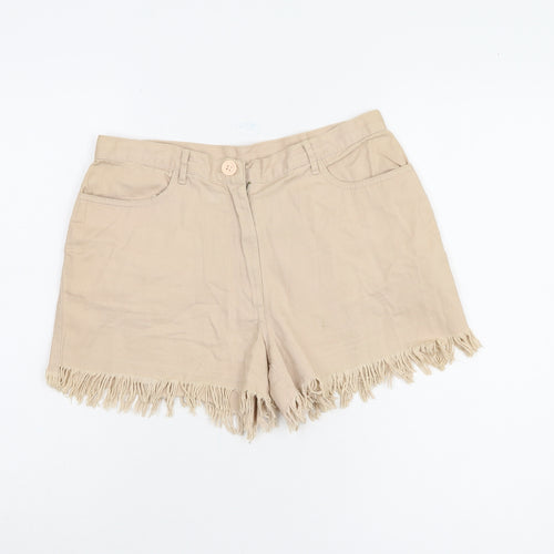 Joie de Vivre Women Beige Cut-Off Shorts Size 10