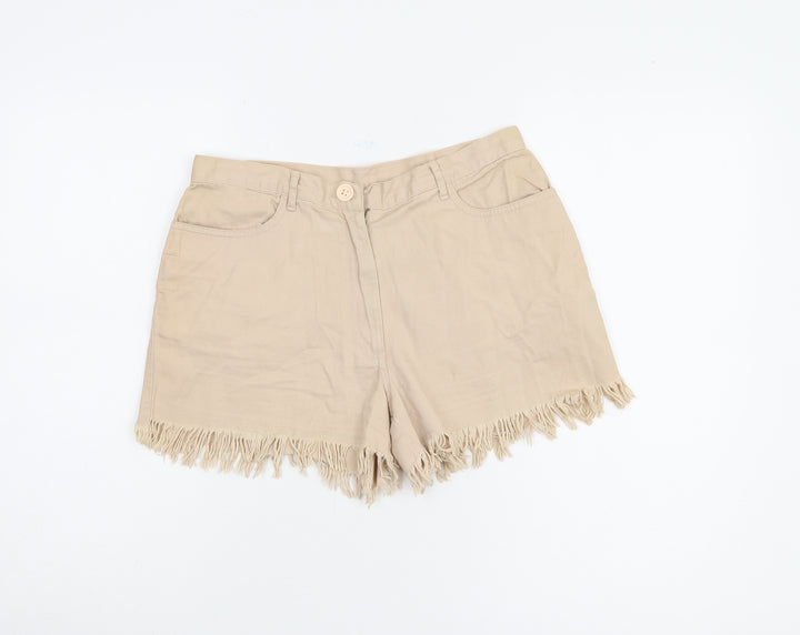 Joie de Vivre Women Beige Cut-Off Shorts Size 10