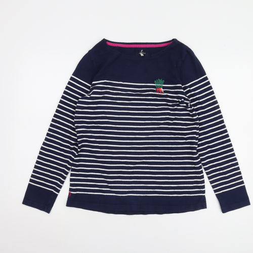 Joules Women's Navy Striped Long Sleeve Cotton T-Shirt