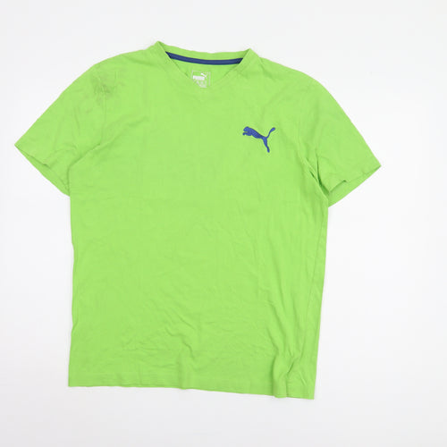 Puma Men's Green V-Neck T-Shirt M