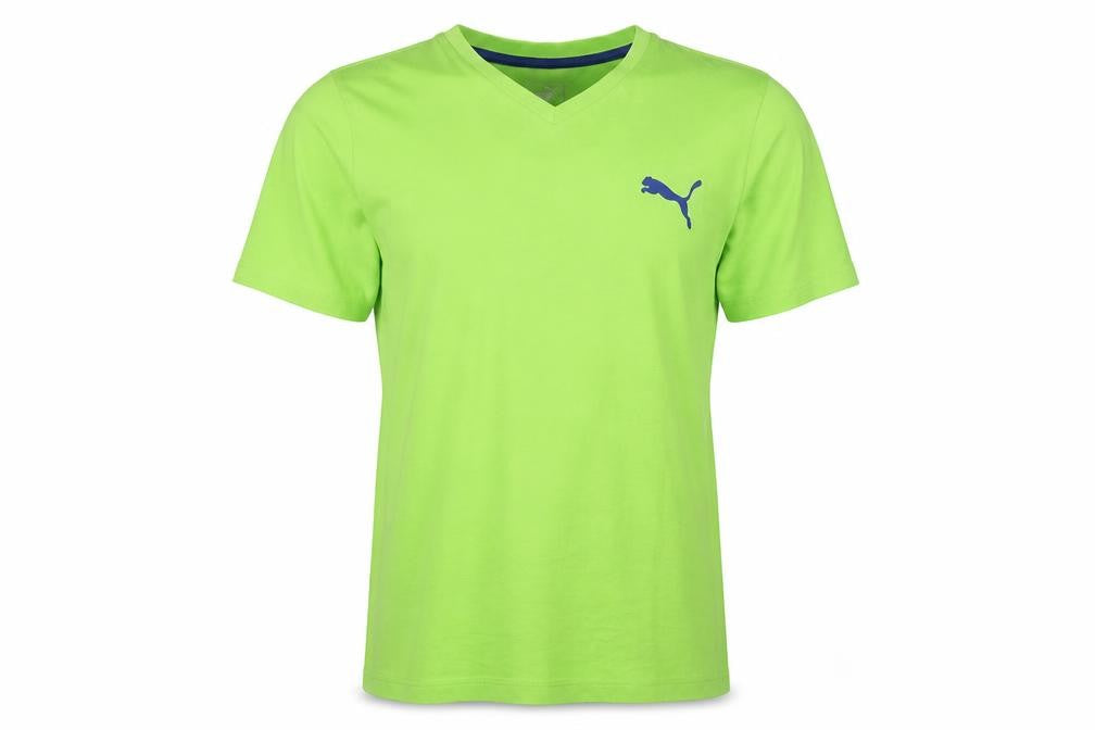 Front view of Puma Men's Green V-Neck T-Shirt M