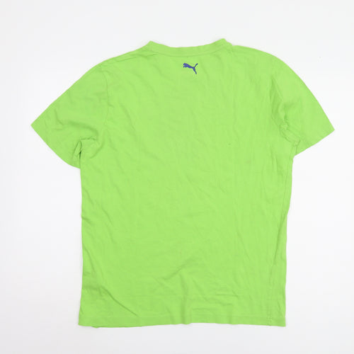 Puma Men's Green V-Neck T-Shirt M